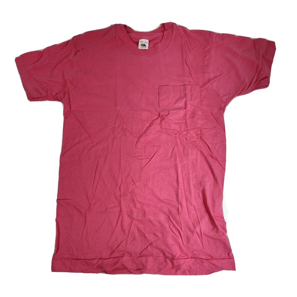Vintage 90s Fruit Of the Loom Blank Pocket T Shirt Small Adult Single Stitch USA